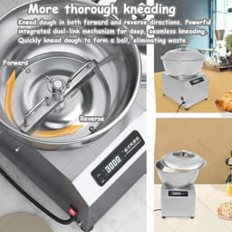 Deegkneder Machine - Deegmixer Elektrisch - Brood Deeg Maken - 5kg Capaciteit - 12 kg - Zilver — thumbnail 4