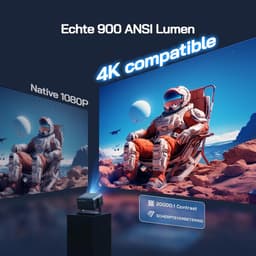 4K Beamer met Netflix, WiFi 6 en Autofocus – Smart Projector met Auto Keystone en 300 Inch Schermformaat — thumbnail 3