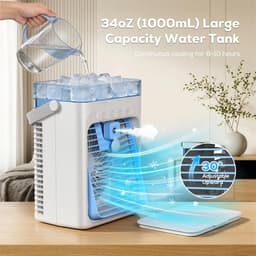 Mobiele luchtkoeler - Draagbare aircooler - Verdampingskoeling - 1L watertank - 3 snelheden - Fluisterstil ontwerp — thumbnail 5