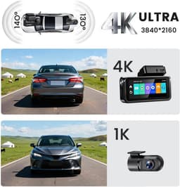 4G LTE 4K Ingebouwde Camera voor Auto – Voor- en Achtercamera – met ADAS BSD DVR Auto – Ondersteunt App-bediening via Wi-Fi – met GPS-videorecorder – Nachtzicht — thumbnail 2