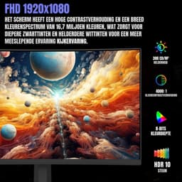 RUX® Gaming Monitor 240hz - Gaming Monitor -Zwart - ‎‎20cm x 62cm x 46cm — thumbnail 2