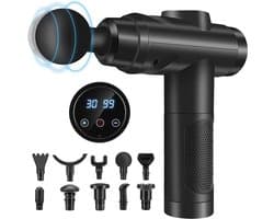 Massagepistool - Spierherstel Tool - Spierontspanning - 30 snelheden LCD - 10 opzetstukken - Zwart