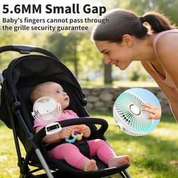 Ulisem - Klemventilator - 4000mAh oplaadbaar - 5 snelheden - 720° draaibaar - Stille motor - Met ledverlichting - Babyveilige afdekking - Geschikt voor camping en wandelen - Wit — thumbnail 2