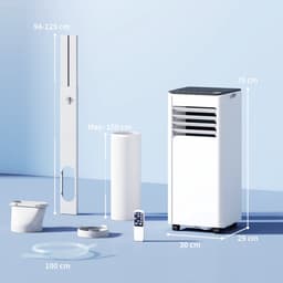 Mobiele Airco 7000 BTU - 4-in-1 Koeling - Wifi Bediening - Ontvochtiger - 24u Timer - Voor 15-26㎡ - 30x29x70cm - Wit — thumbnail 4