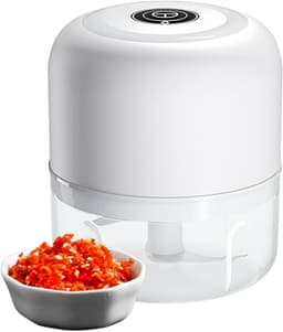 Mini Keukenmachine - Kleine Hakker - Snel Ingrediënten Snijden - Oplaadbaar Via USB - 100ML Capaciteit - Wit — thumbnail 1