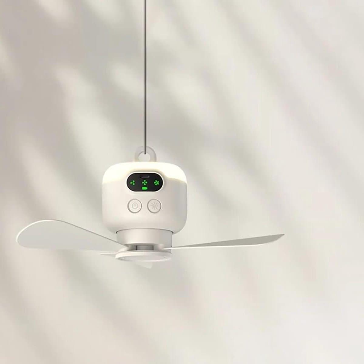 Ventilator Plafond - Hangende Ventilator - Kamperen Buiten - Met Nachtlampje - 27cm Diameter - Wit — afbeelding 1