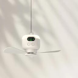 Ventilator Plafond - Hangende Ventilator - Kamperen Buiten - Met Nachtlampje - 27cm Diameter - Wit — thumbnail 1