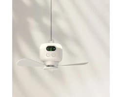 Ventilator Plafond - Hangende Ventilator - Kamperen Buiten - Met Nachtlampje - 27cm Diameter - Wit