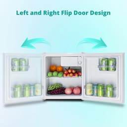 SMETA 48L Refrigerator Mini Fridge with Freezer for Office, Camping and Bedroom, Reversible Door, Adjustable Legs, 6-Step Thermostat, White, 39 dB Quiet, 0-10 °C — thumbnail 4