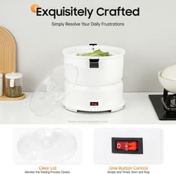 Elektrische Aardappelschilmachine - Automatische Dunschiller Keuken - Snel Groenten Schillen - 85W Koperen Motor - 0.8 kg Capaciteit - Wit — thumbnail 4