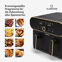 Airfryer Dubbel - Heteluchtfriteuse - Gezond Koken - Twee Kamers - 11 Liter - Zwart Goud — thumbnail 4