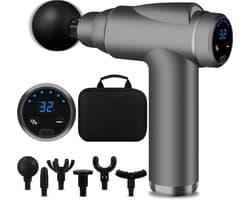 Massage Gun - Spierherstel Apparaat - Spierpijn Verlichten - 32 Instelbare Snelheden - 6 Massagekoppen - Grijs