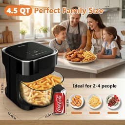 Luchtfriteuse van glas met vooraf ingestelde kookmodi, 8-in-1, transparante glazen pot, niet giftig, vaatwasmachinebestendig, 97% minder olie, controle — thumbnail 5