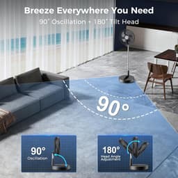 Staande ventilator draadloos – stil, opvouwbaar, met afstandsbediening en 21 uur accuduur, 4 standen — thumbnail 2