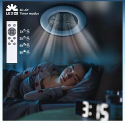 Proventa 3D Air LED Plafondlamp Zwart met Ventilator - Winter en zomerstand met Full Room Circulatie - Incl. afstandsbediening — thumbnail 3