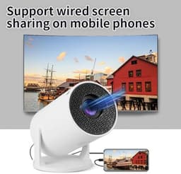 Dailygoods - Dailygoody - Mini Projector - Draagbare Buitenprojector - Volledige HD 1080P - Wit - Wifi en Bluetooth - Geschikt voor Thuisbioscoop - Compact formaat — thumbnail 3