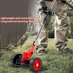 Grastrimmer accu grastrimmer elektrische grasmaaier inklapbaar met wielen 21 V accu grasmaaier met verstelbare telescoopstang geschikt voor snel maaien gazon boerderij — thumbnail 4