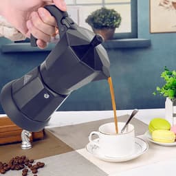 Elektrisch Koffiezetapparaat - Mokka Pot - Thuis Koffie Zetten - Hittebestendig Handvat - 300 ml - Zwart — thumbnail 2