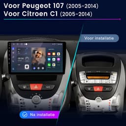 Hexinex - Autoradio Geschikt Voor Toyota Aygo/PEUGEOT 107/Citroen C1 2005-2014 - Android 15 2+64GB - Draadloos Apple Carplay & Android Auto - — thumbnail 2