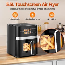 Genet7 Store - AirFryer - 5,5L - Luchtfriteuse 8-in-1 - Touchscreen - Max. 200°C Elektrisch - zwart — thumbnail 5