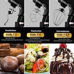 Keukenmachine - Mixer Foodprocessor - Bakken en Koken - Krachtige Motor - 7.5 Liter - Zwart — thumbnail 2