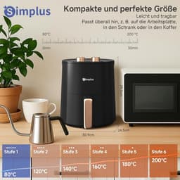 Airfryer - Hete Lucht Friteuse - Gezond Frituren - 360° Luchtcirculatie - 4 Liter - Zwart — thumbnail 5