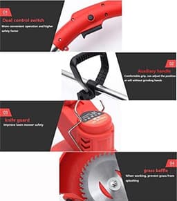 Draadloze grasmaaier - Elektrische trimmer - Gazon onderhoud - Inclusief accu - 95-125 cm verstelbaar - Rood — thumbnail 4