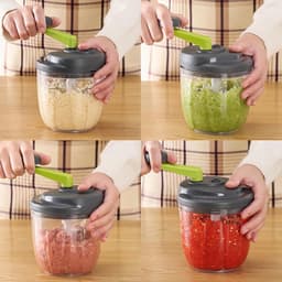 Handmatige Uienhakker - Keuken Spinner - Salade Maken - Geluidsarme Werking - 12.8x14.3cm - Wit — thumbnail 5