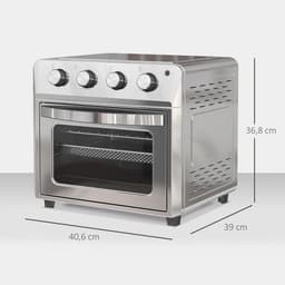 Mini Heteluchtoven met 24L Inhoud en 1600W Vermogen - RVS Zilver — thumbnail 2