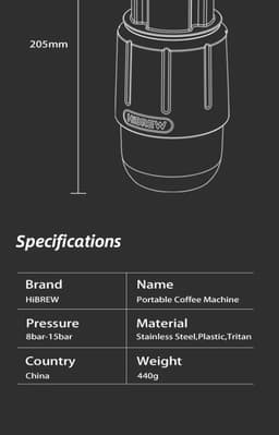 HiBREW H4D 2-in-1 Draagbare Handmatige Espressomachine – 8-15 Bar – Geschikt voor NS Capsules & Gemalen Koffie – RVS – Slechts 440g — thumbnail 4