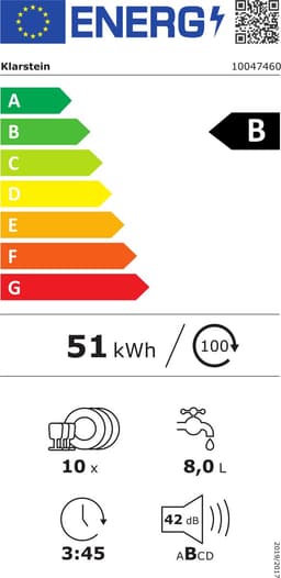 Klarstein Vaatwasser Velaire inbouwvaatwasser 45 cm - half inbouw, 10 couverts, 9 programma's, stil 42 dB, energieklasse B, AquaStop, kinderslot, inbouwvaatwasser - Vaatwasmachine - voor Keuken - Energiezuinig - Dishwasher — thumbnail 2