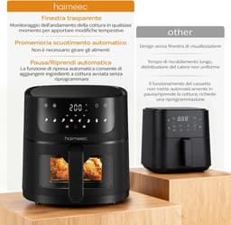 Luchtfriteuse 4 liter - 8 voorkeuzes bakken roosteren grillen - digitale touchscreen - kijkvenster - shake-herinnering - 78 recepten - geschikt voor 4-8 personen - gemakkelijk schoonmaken antiaanbaklaag — thumbnail 3