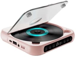 Draagbare Bluetooth-cd-speler, HiFi-stereo, oplaadbare batterij van 2000 mAh, ingebouwde luidspreker, lcd-scherm, timer, ondersteunt AUX/USB-ingang, compact en draagbaar, geschikt voor thuis en op reis, roze. — thumbnail 1