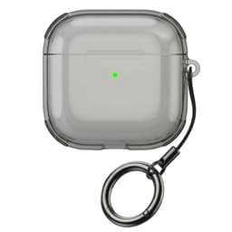 Grijs transparant hoesje voor oordopjes met sleutelring – schokbestendige beschermhoes geschikt voor AirPods 4 — thumbnail 1