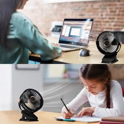 USB Ventilator Stil - Mini Bureauventilator met 5 Snelheden & 360° Draaibaar - Kleine Ventilator Ophangbaar voor Kantoor, Thuis, Kamperen - Wit - 1 Stuk — thumbnail 5
