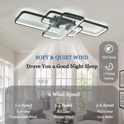 Moderne LED Plafondlamp met Ventilator - Dimbare Zwarte Zomer- en Winterstand - 103cm — thumbnail 2