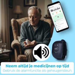 Wiesba WB62S SOS-Knop - GPS Horloge Senior - Smartwatch voor Ouderen - Persoonlijke alarmen - alarm horloge ouderen - GPS Horloge Alzheimer - Valdetectie - Persoonlijk alarm — thumbnail 4