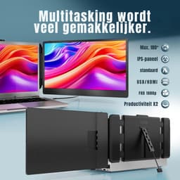 MIRA® Professionele Portable Monitor Pro 2024 - Full HD - 13” / 16.5” Tri-Screen - Laptop Scherm Uitbreider - Zwart - ‎36cm x 21cm x 4cm — thumbnail 4