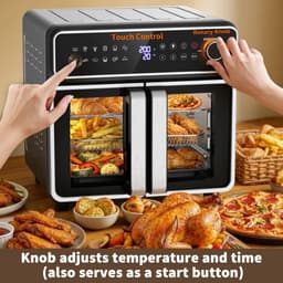 Airfryer 23L XXL – 2400W Heteluchtfriteuse met Dubbele Zone, 12 programma’s, Touchscreen, Receptenboek – Familie Airfryer — thumbnail 2