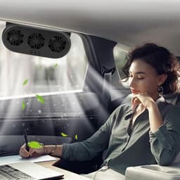 Auto Ventilator - Autoventilatieventilator - Zonne-energie Auto Ventilator met 3 Ventilatoren - Krachtige afzuiging met drie uitgangen | Installatie zonder boren in autoruiten - Zwart - 2.5W - 3 Snelheden & USB Voeding — thumbnail 4