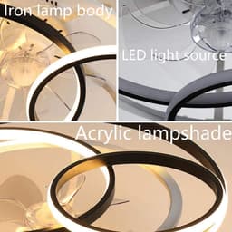 Moderne LED Plafondventilator met Verlichting Zesblads Onzichtbare Stille Zwenklamp Dimbaar — thumbnail 3