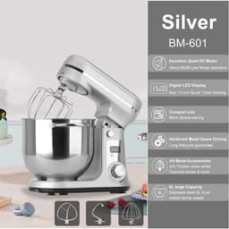 Lunekiss Keukenmixer 6L met RVS mengkom, LED-timer en 1200W stille DC-motor - 6 snelheden, standmixer met accessoires set - Grijs — thumbnail 2