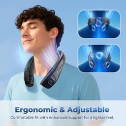 Nekventilator Draagbare airconditioners Persoonlijke ventilatoren, ergonomische ventilator met koelplaat, Type-C 8000mAh oplaadbaar 3D-luchtstroom Draagbaar LED-scherm 3 modi Cadeaus voor mannen Vrouwen Buiten Reizen Binnen — thumbnail 2