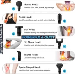 Diep Weefsel Massagepistool - Draagbare Percussie Massager met LCD, 30 Snelheden en 6 Opzetstukken voor Pijnverlichting — thumbnail 4