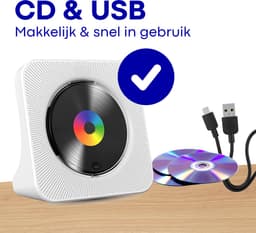 Vizual CD Speler - Compact 3-in-1 met CD, Radio en Bluetooth – Draagbare CD-Speler met HiFi Speakers, FM Radio, LCD Scherm en USB ingang — thumbnail 4