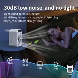 Draagbare airconditioner, 500 ml watertank en touchscreen - verdamperkoeler met 2 windsnelheden, ultra stil ontwerp voor slaapkamer, kantoor, camping, compacte ruimtes (uitgebreid met ijsrooster) — thumbnail 4
