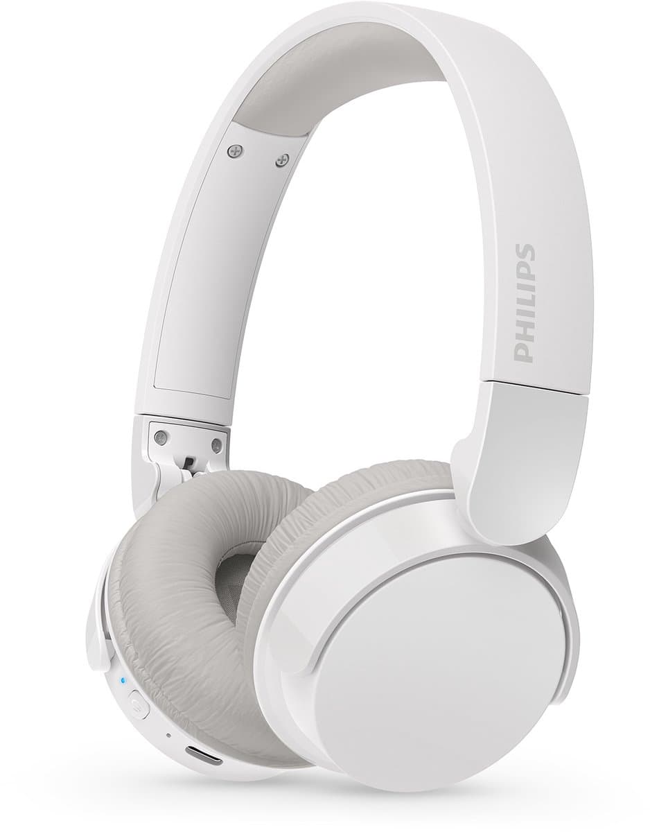 PHILIPS TAH4209WT Lightweight On Ear draadloze Bluetooth Headphones met Passive Noise Isolation - 55 uur afspeeltijd, natuurlijk geluid, heldere gesprekken, Dynamic Bass, 2 uur USB-laden - Wit — afbeelding 1