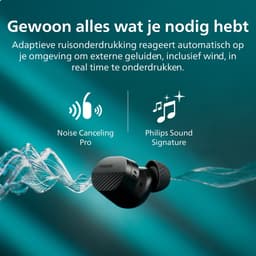PHILIPS TAT5000BK/00 oordopjes - Perfect, natuurlijk geluid Noise Canceling Pro (Ruisonderdrukking) - 40 uur afspreeltijd - Multi-Point verbinding - App control - 6-mic-technologie - Betrouwbare pasvorm voor in het oor - Zwart — thumbnail 5