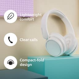 PHILIPS TAH5209WT lichtgewicht On Ear draadloze Bluetooth Headphones met Passive Noise Isolation - 65 uur afspeeltijd, natuurlijk geluid, heldere gesprekken, dynamische bass, 2 uur USB-laden - Wit — thumbnail 5