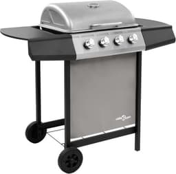 vidaXL Gasbarbecue met 4 branders zwart en zilverkleurig — thumbnail 1